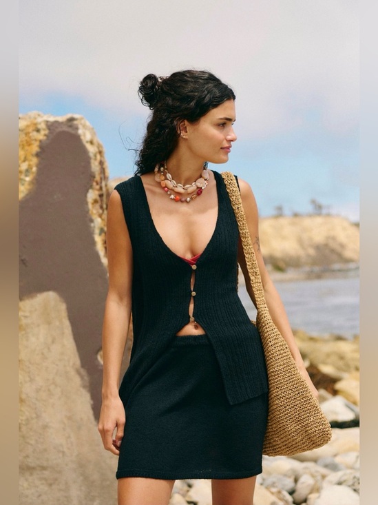 Free People Dresses & Skirts - *NWT* Free People Women’s FP Beach Black Rhea Sweater Set w/ Top and Skirt, XS